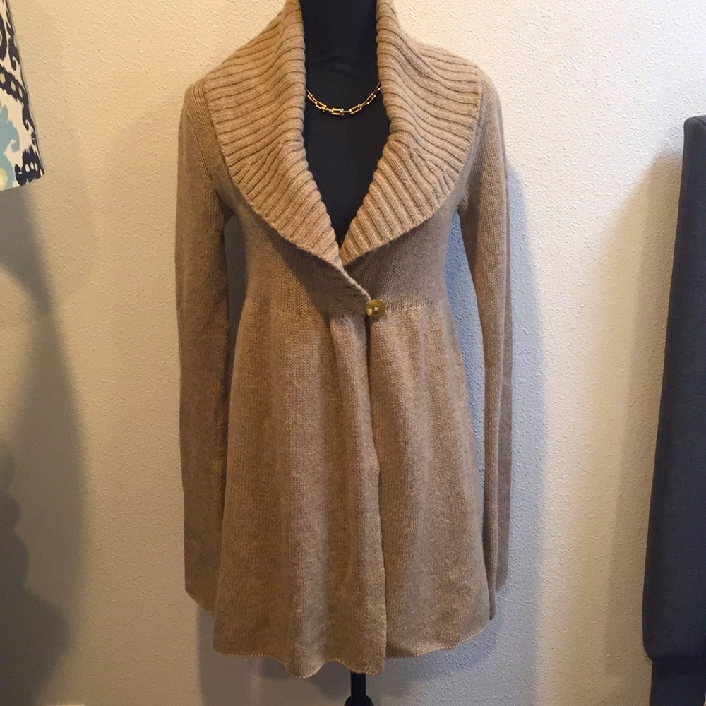 Vince Shawl Collar Long Cardigan in Camel